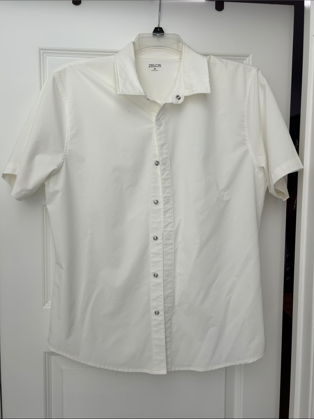 ZELOS Men’s Short Sleeve Button-Down Shirt in White